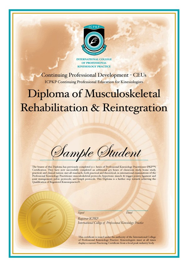 Diploma of Musculoskeletal Rehabilitation & Reintegration (ICPKP)
